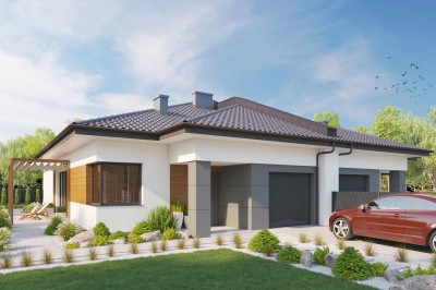 DOMINÓW PARKOWA, budynki jednorodzinne parterowe w zabudowie bliźniaczej