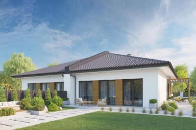 DOMINÓW PARKOWA, budynki jednorodzinne parterowe w zabudowie bliźniaczej